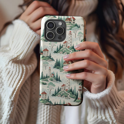 Coastal Lighthouse Landscape Pattern Design Custom Phone Case - Walk Greener