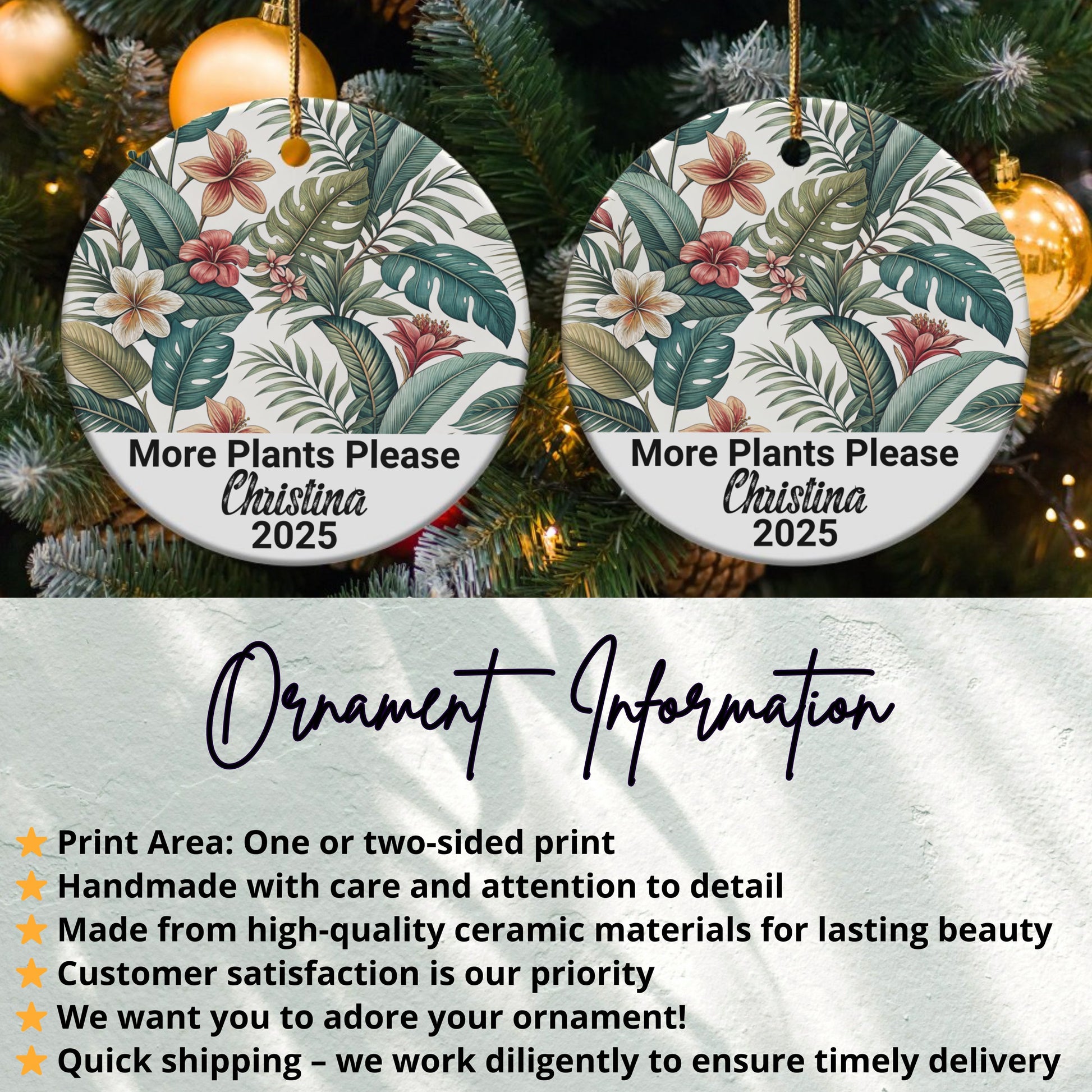 Personalized More Plants Please Ornament product