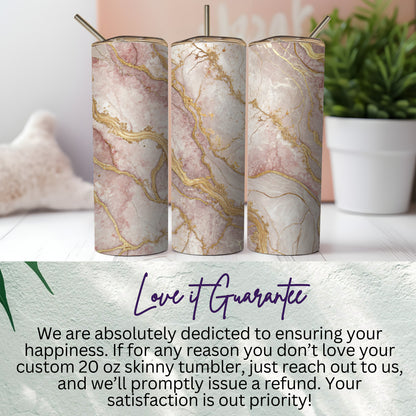 Custom 20 oz Skinny Tumbler Marble Design Tumbler