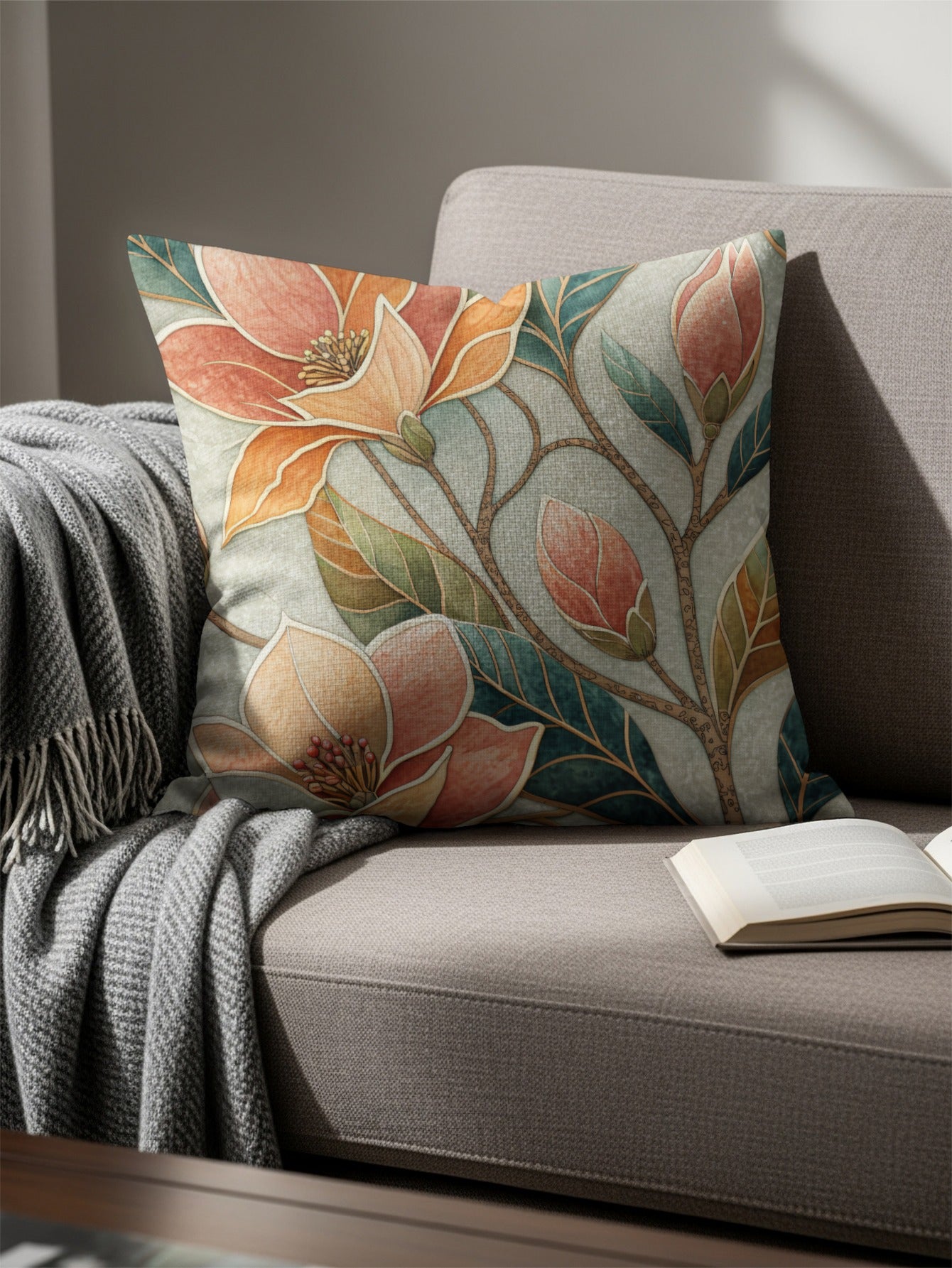 Artistic Floral Cushion Cover for Home Décor Pillow