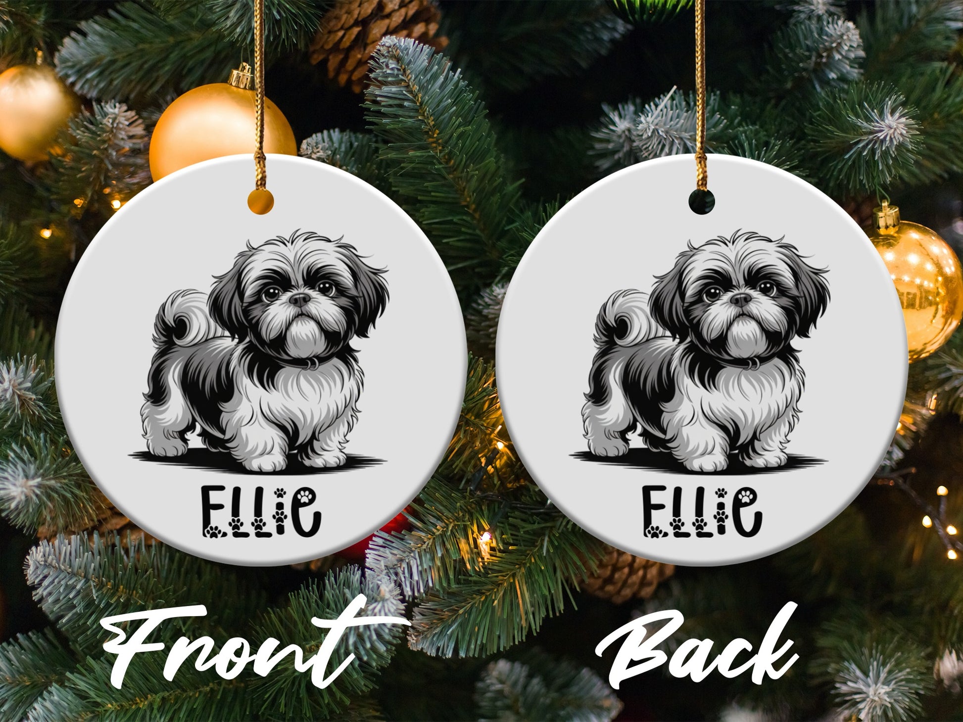 Custom Shih Tzu Dog Christmas Tree Ornament product