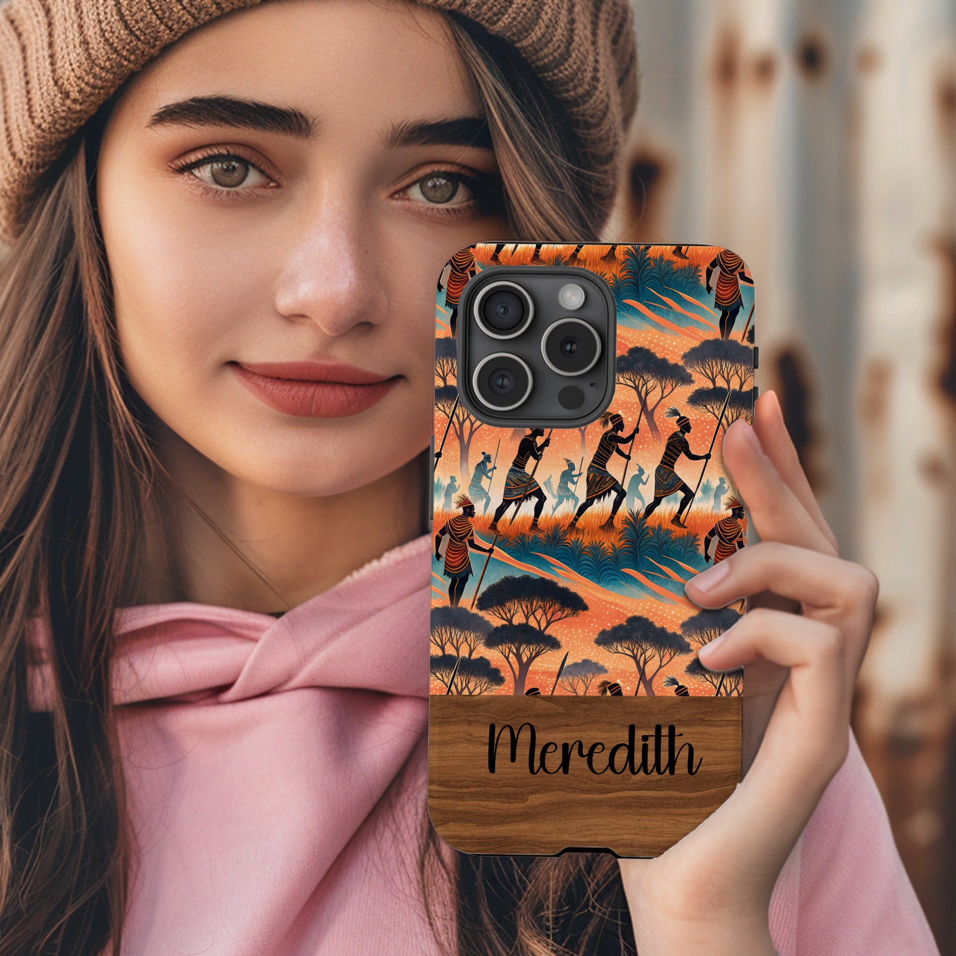 African Warriors Silhouettes Custom Scenic Pattern Custom Phone Case - Walk Greener