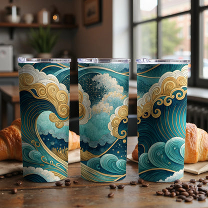 Ocean Wave Design Artwork Insulated Tumbler Cups