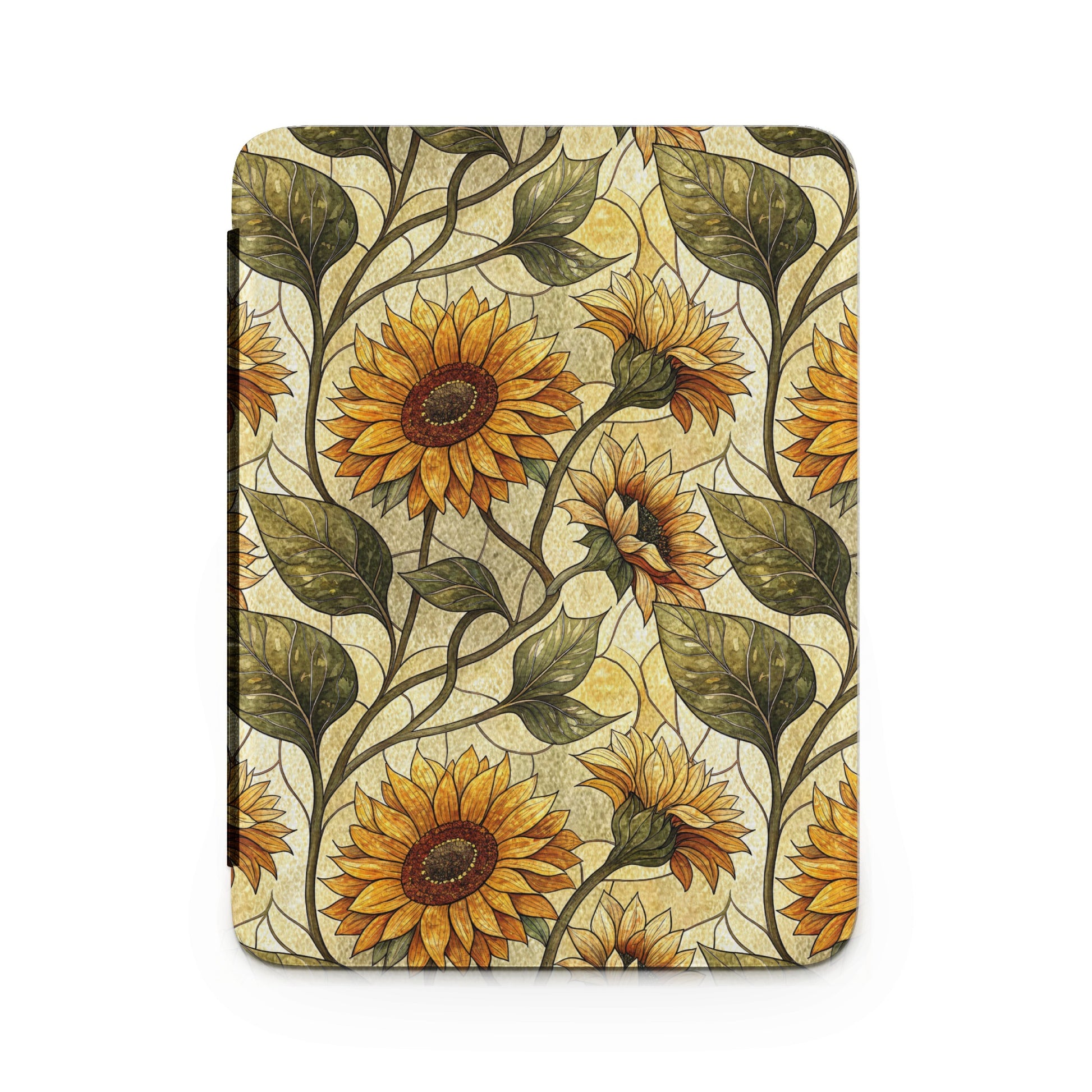 Vintage Sunflower and Leaf Patterned Tablet Cover