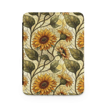 Vintage Sunflower and Leaf Patterned Tablet Cover