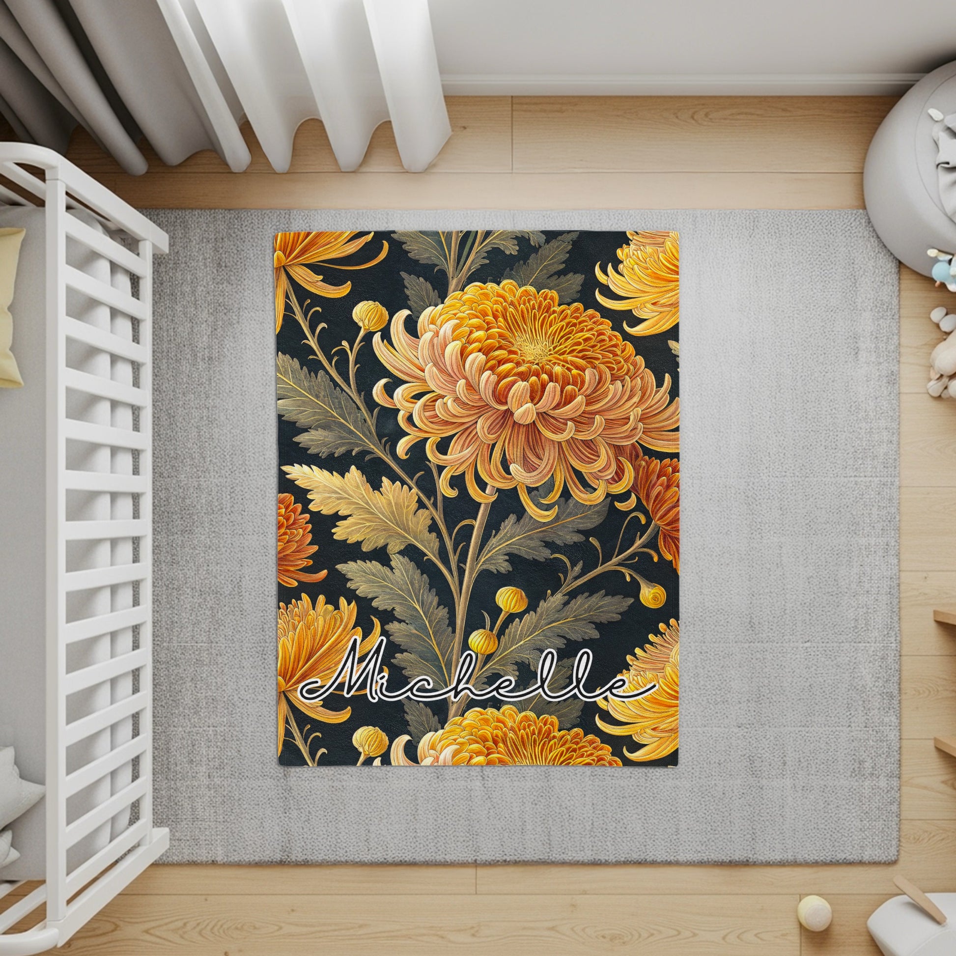 Custom Name with Floral Print Personalized Blanket - Walk Greener