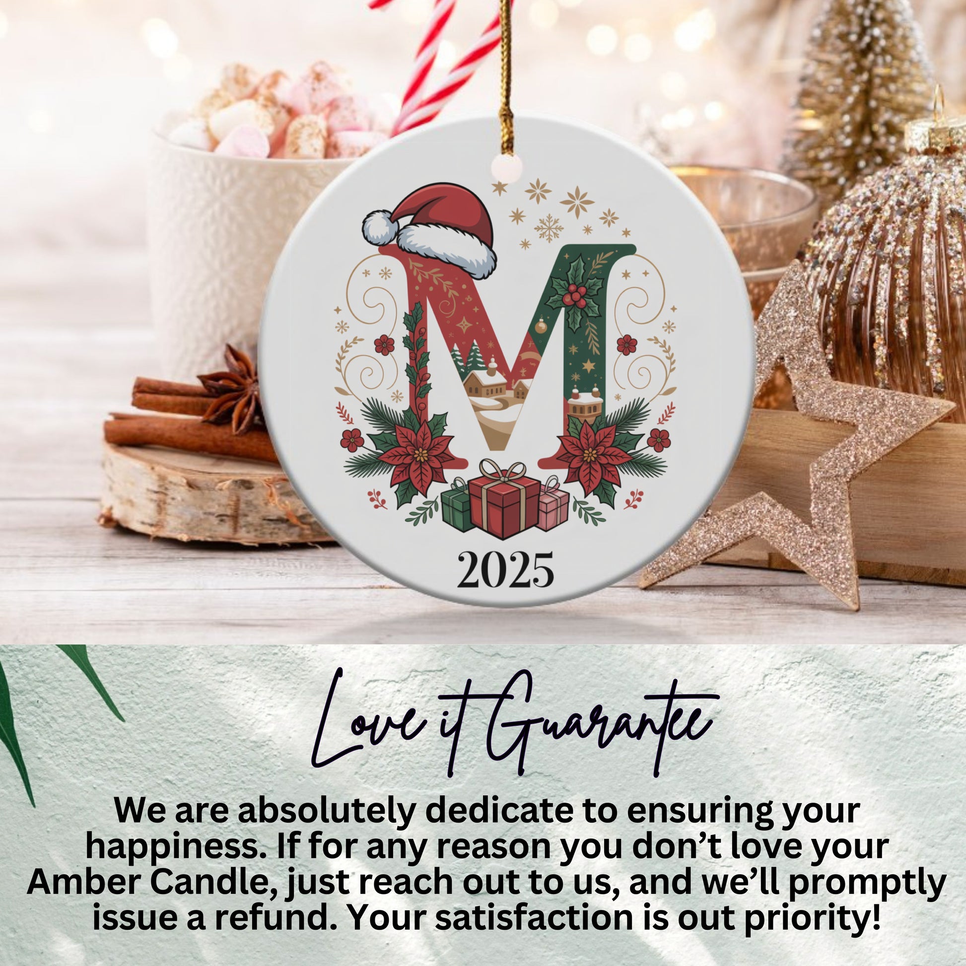Personalized Christmas Letter M Ornament Product