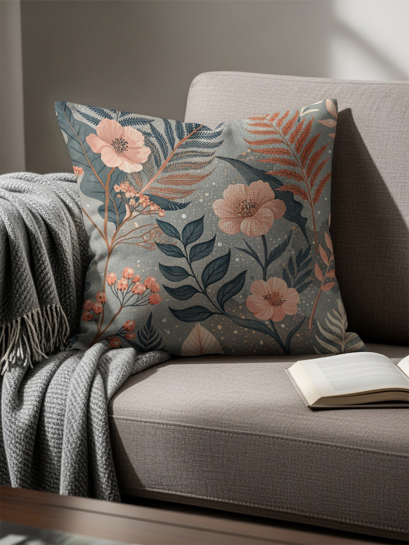 Floral Decorative Cushion with Botanical Design