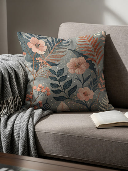 Floral Decorative Cushion with Botanical Design