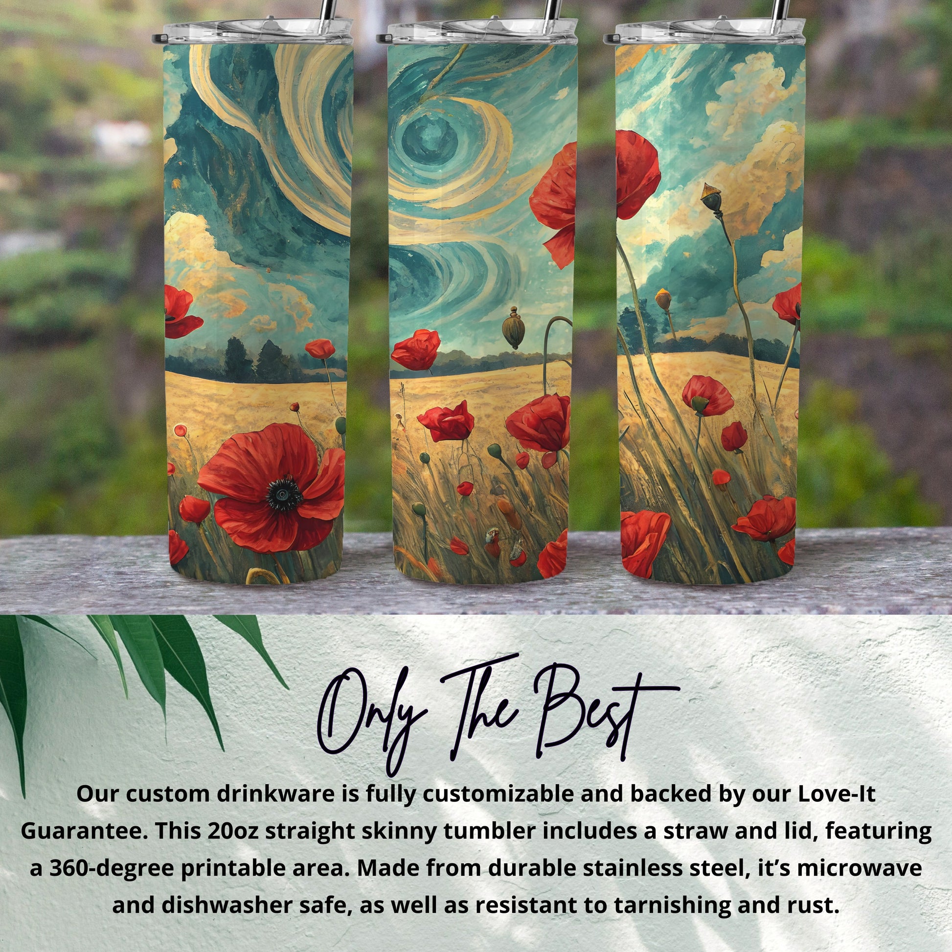Artistic Floral Landscape Straight Skinny Tumbler