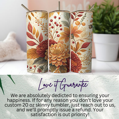 Custom Floral Design 20 oz Skinny Tumbler Tumbler