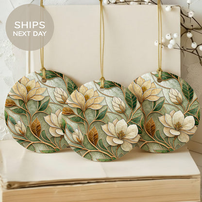 Elegant Floral Round Ornaments with Next Day Shipping