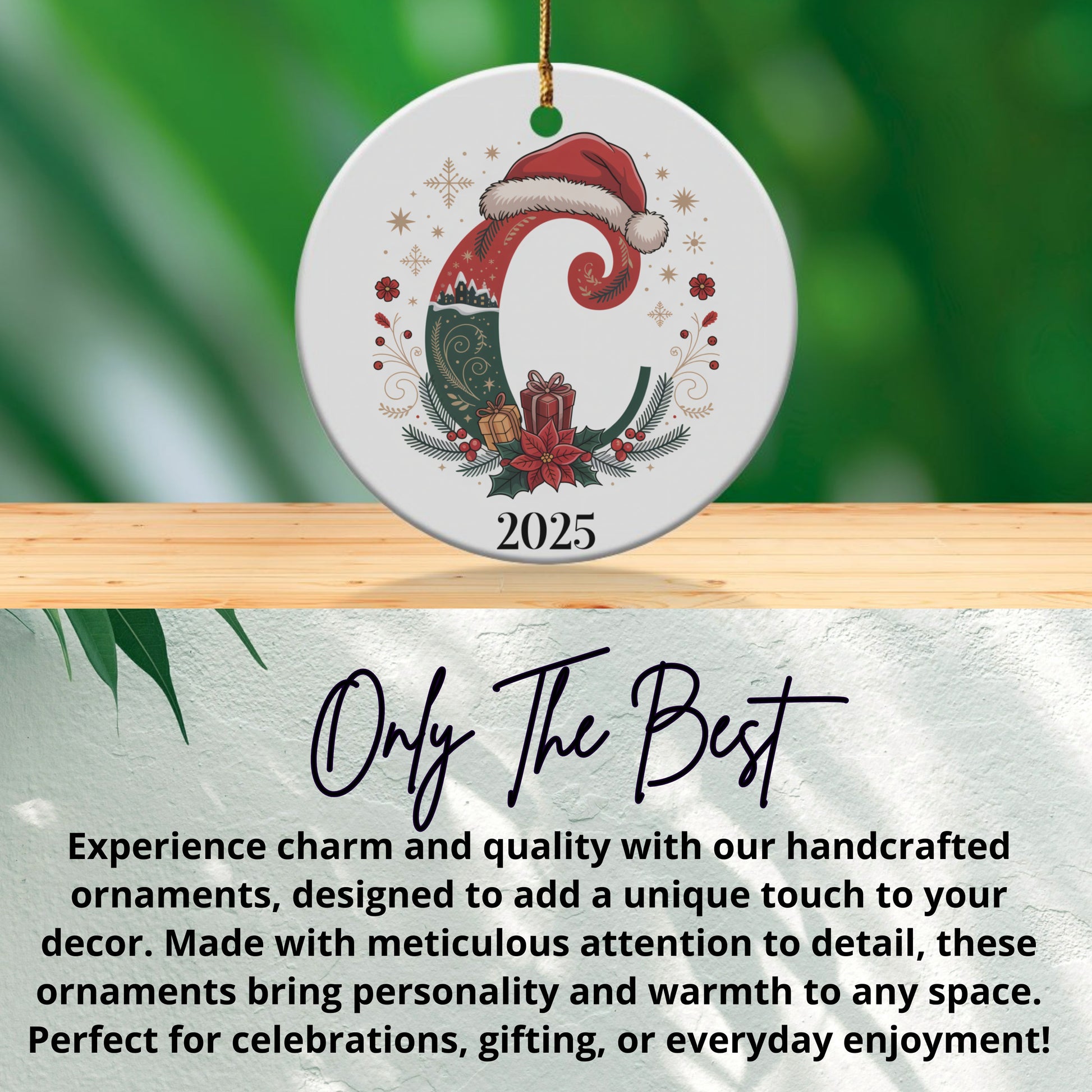 Santa Hat With Floral Design 2025 Ornament product type