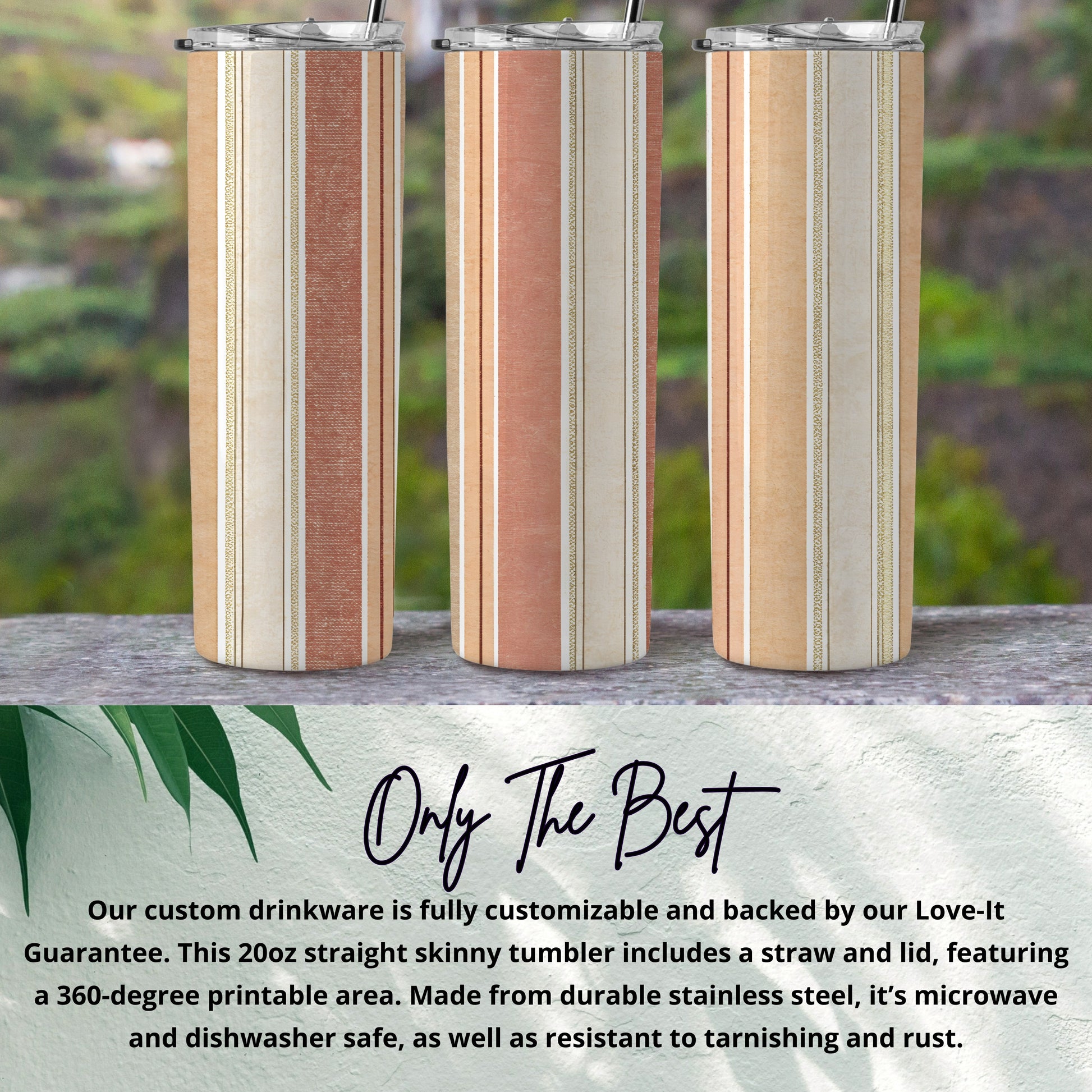 Customizable 20oz Skinny Tumbler With Straw and Lid