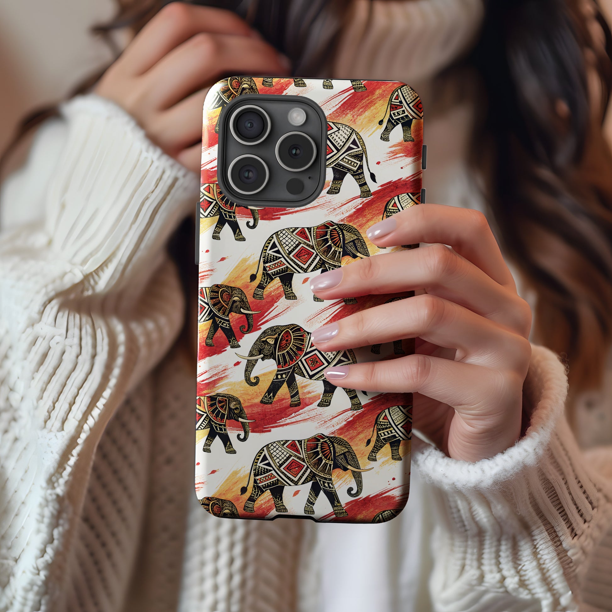 Tribal Elephant Graphic Design for Custom Phone Case - Walk Greener
