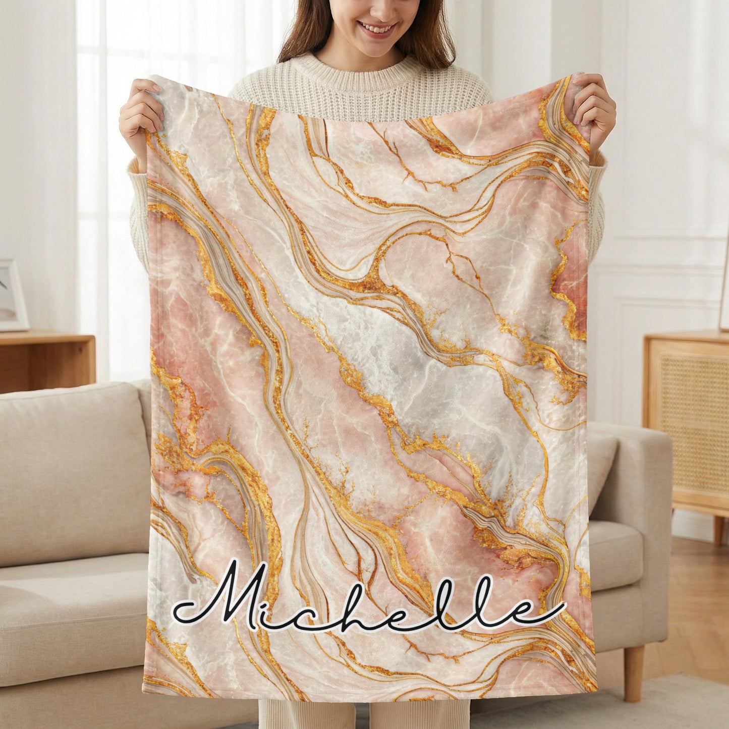 Custom Marble Design Personalized Blanket Michelle