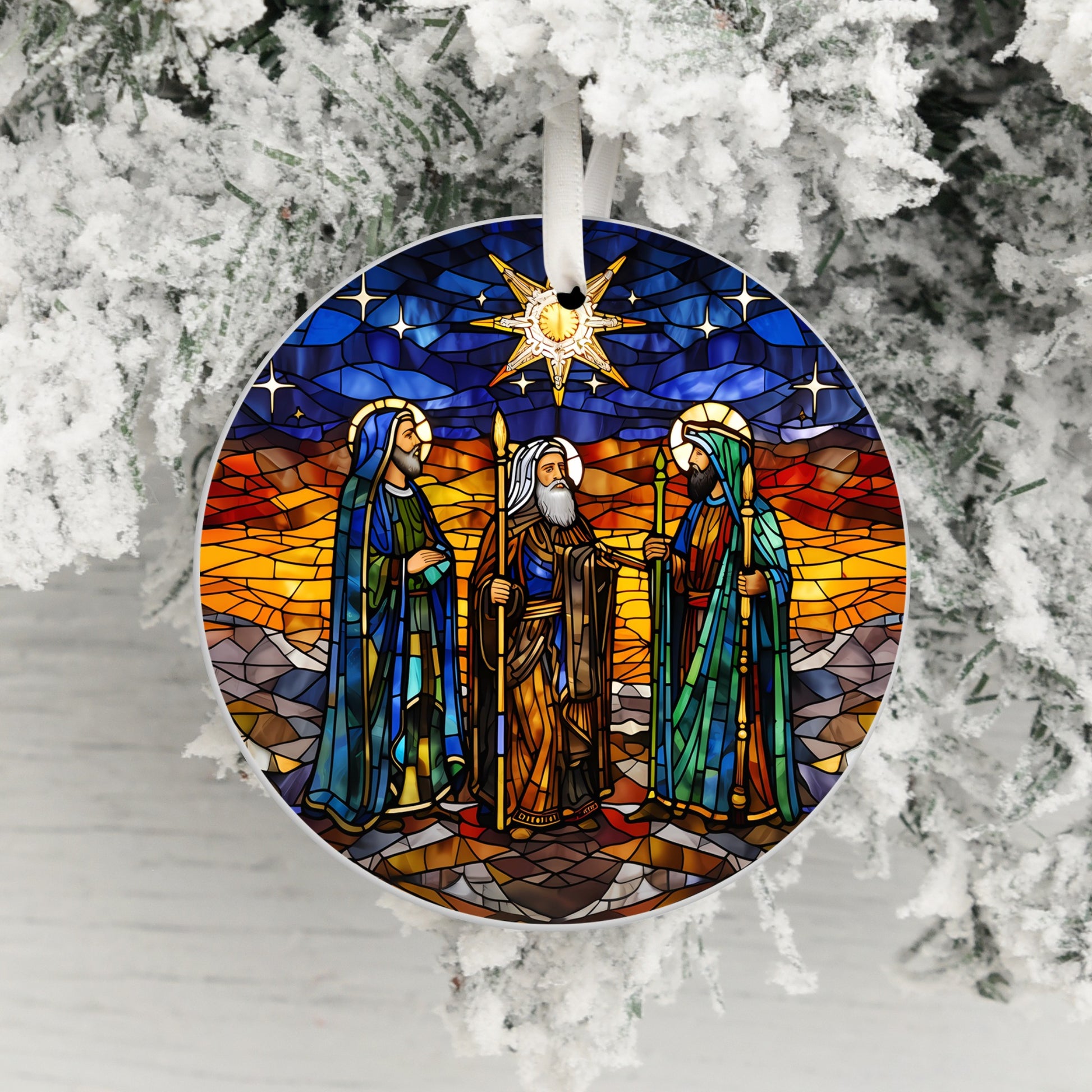Stained Glass Nativity Scene Hanging Ornament product type