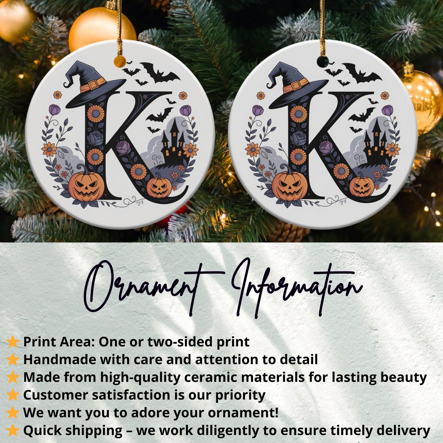 Halloween Initials Ornament Festive Decor Gift product