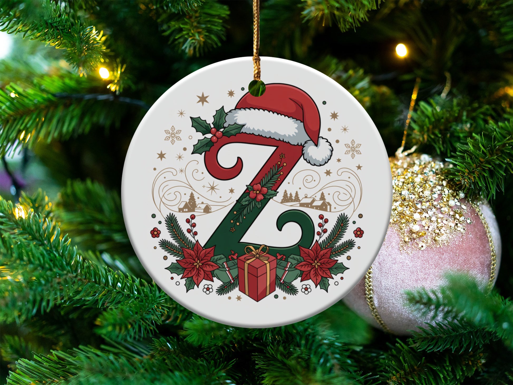 Festive Holiday Initial Z Christmas Ornament product