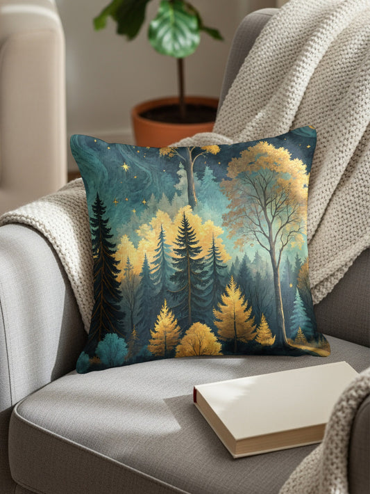 Enchanting Forest Night Print Throw Pillow Decor Item