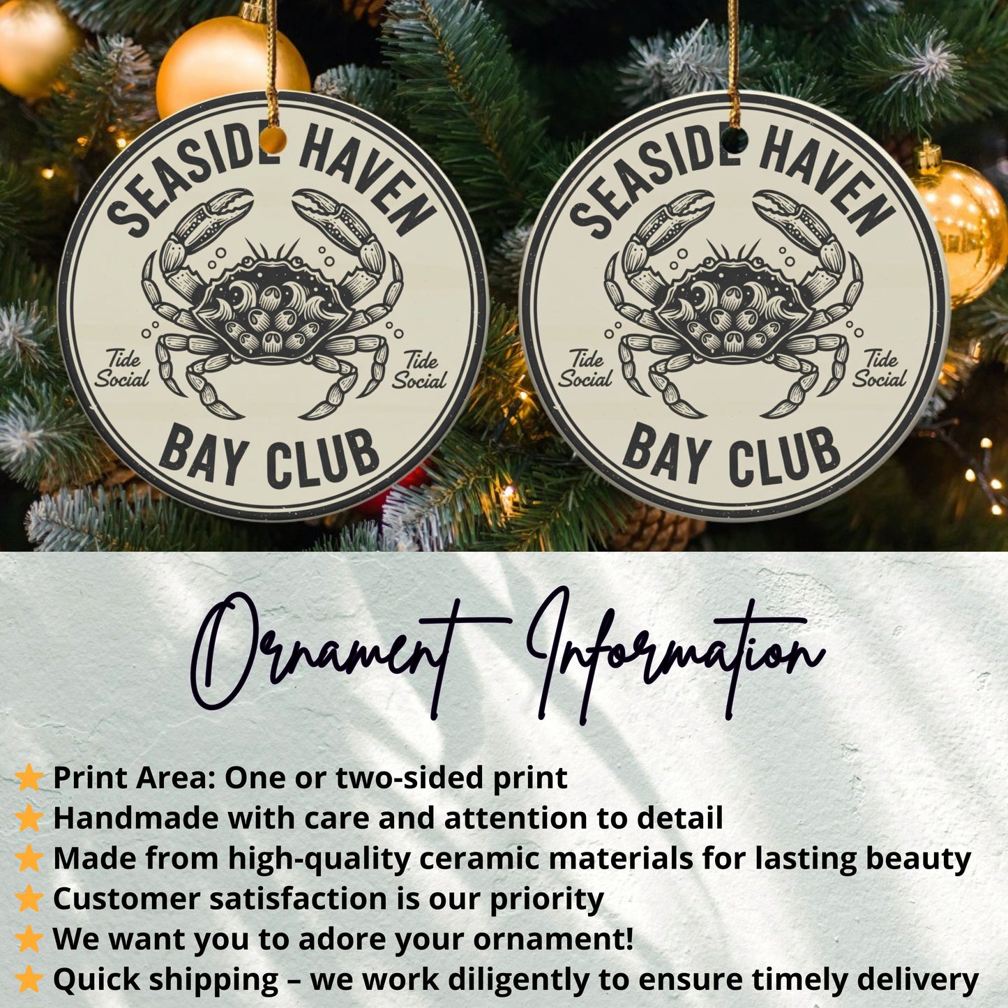 Seaside Haven Bay Club Crab Design Ornament product