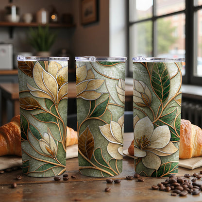 Stained Glass Floral Pattern Elegant Design 20 oz Skinny Tumbler - Walk Greener