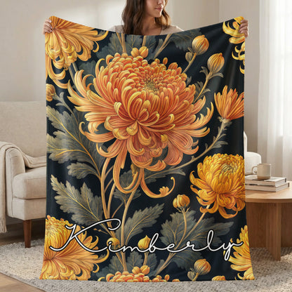 Personalized Custom Floral Design Throw Blanket