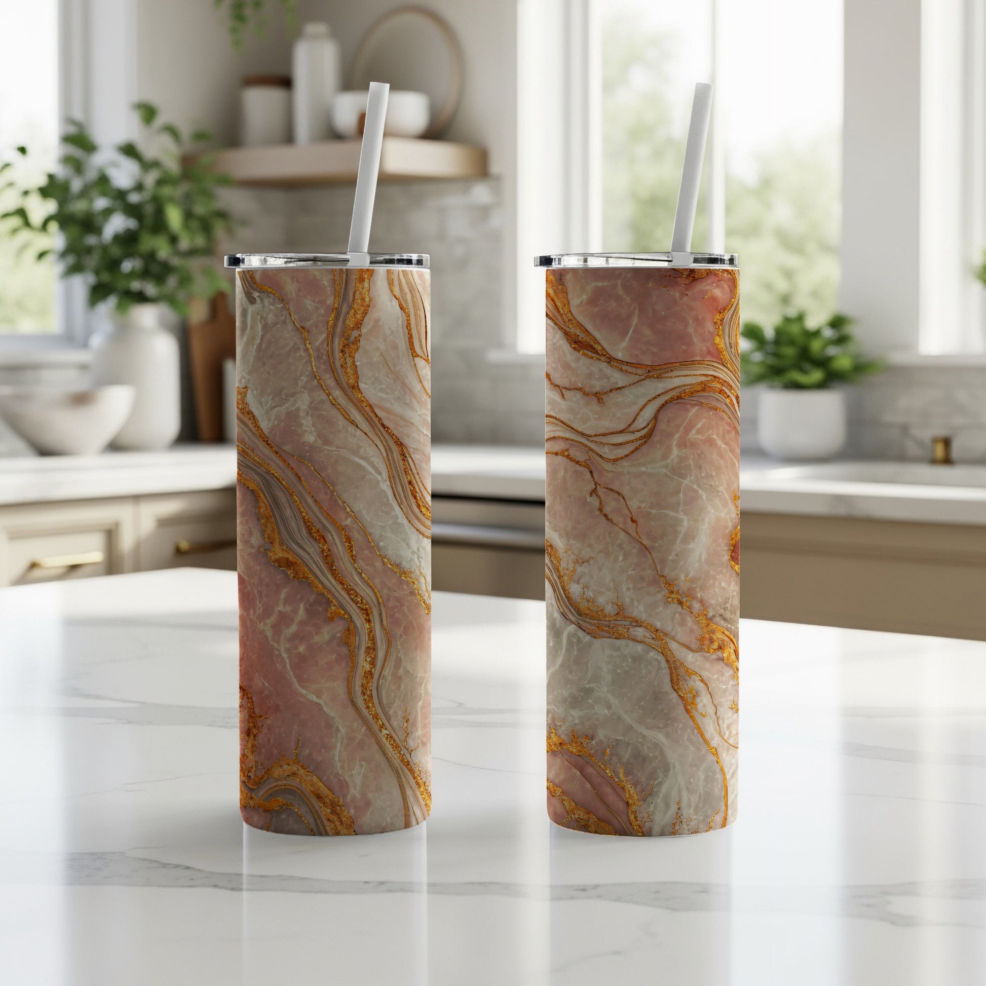 Elegant Marble Design Insulated Tumbler Product