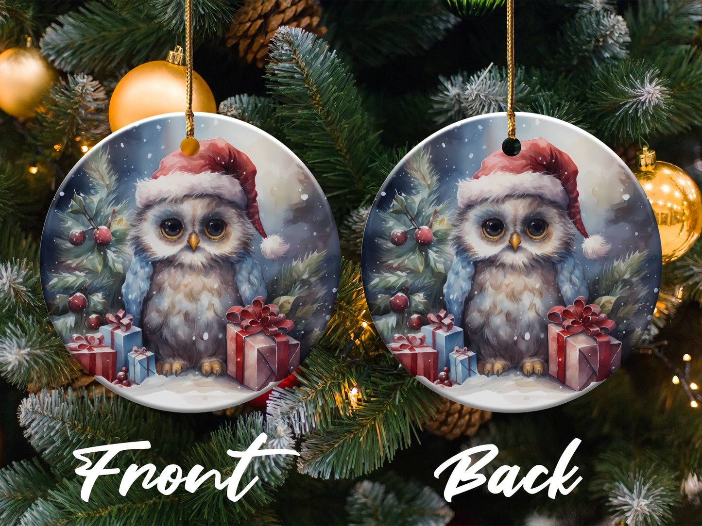 Festive Baby Owl Christmas Tree Ornament Holiday product
