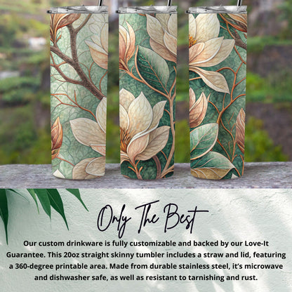 Magnolia Floral Dream Pattern Spring Design Art 20 oz Skinny Tumbler - Walk Greener