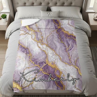 Abstract Purple Veins with Golden Texture Custom Blanket - Walk Greener