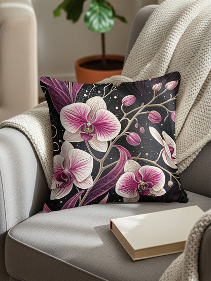 Elegant Floral Orchid Pillow for Home Decor