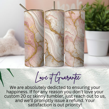 Pink and Gold Marble Design 20 oz Skinny Tumbler