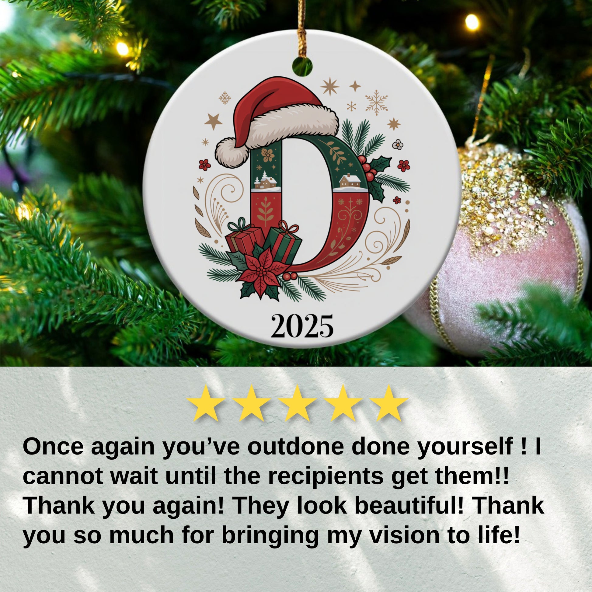 Custom Christmas 2025 D Monogram Ornament product