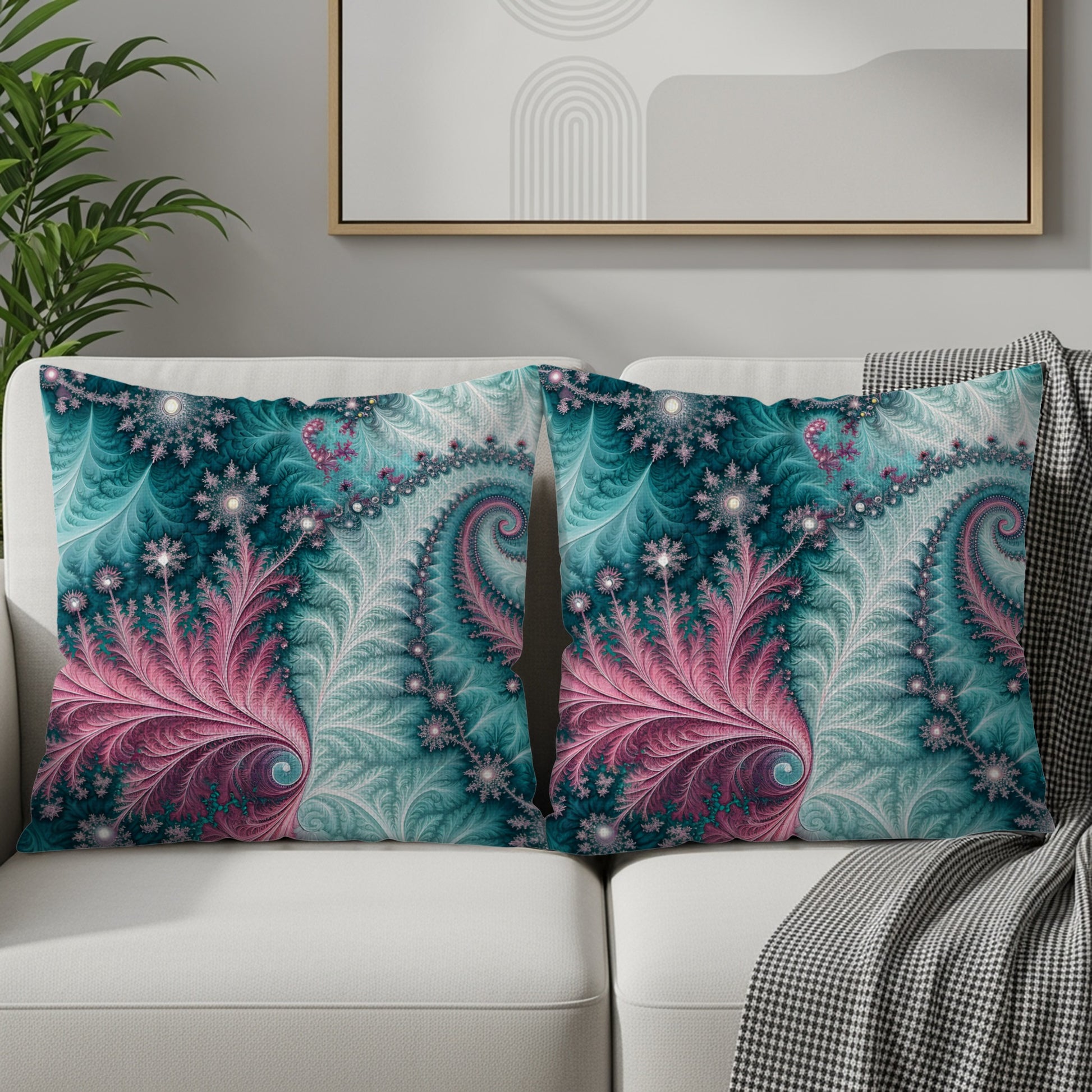 Intricate Abstract Floral Pattern Throw Pillow Set