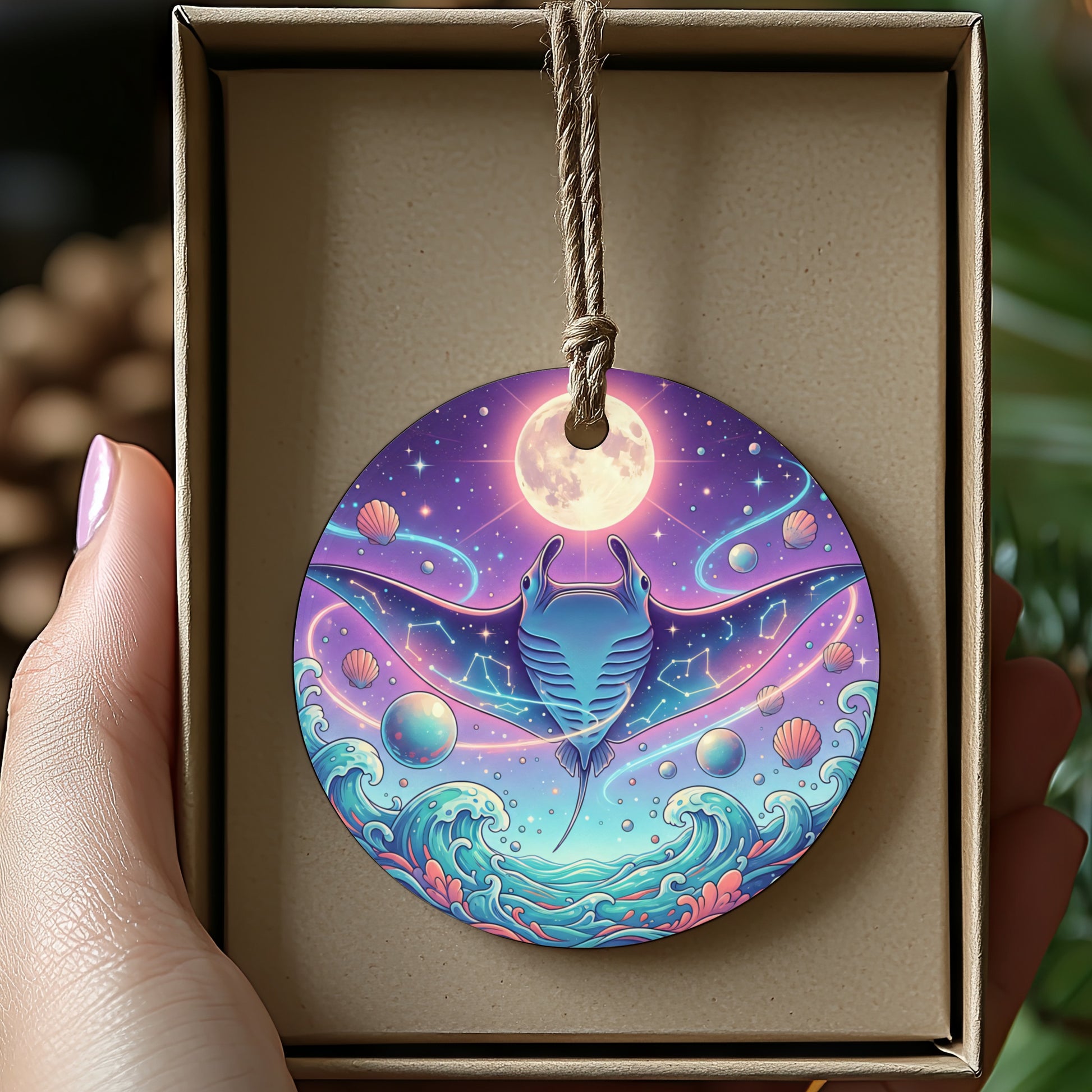 Mystical Ocean Manta Ray Illustration Ornament product