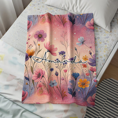 Personalized Floral Design Throw Blanket for Cozy Comfort