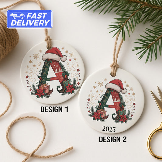 Christmas Tree Ornament Personalized Initial Product