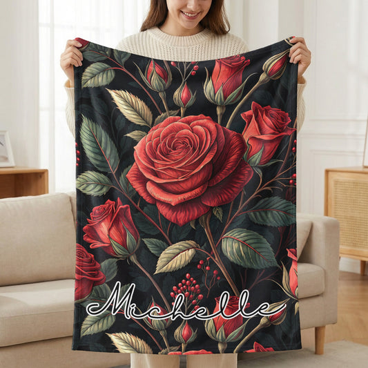 Elegant Roses and Leaves Custom Name Floral Pattern - Walk Greener