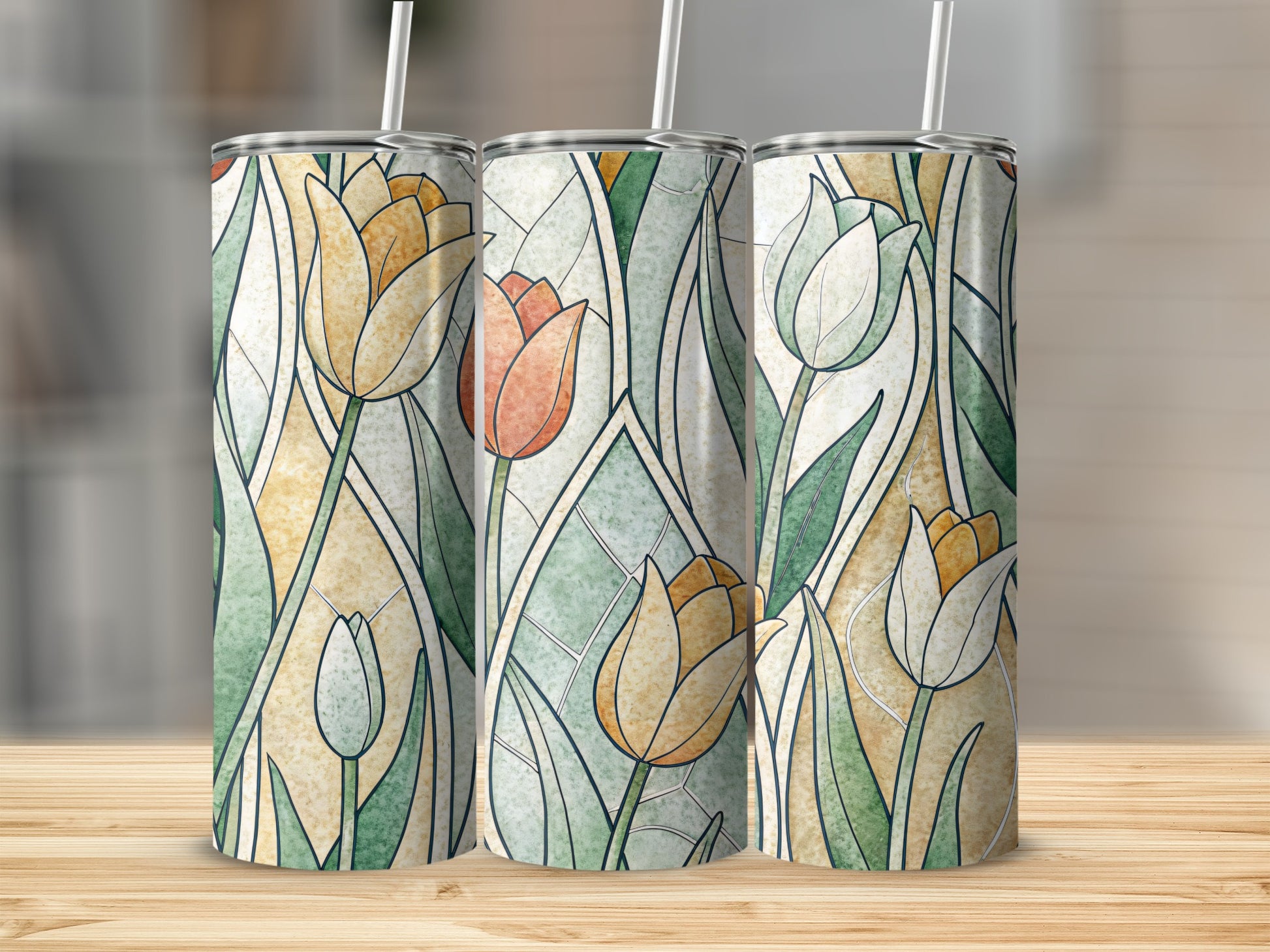 Elegant Tulip Mosaic Design for Your Unique Style 20 oz Skinny Tumbler - Walk Greener