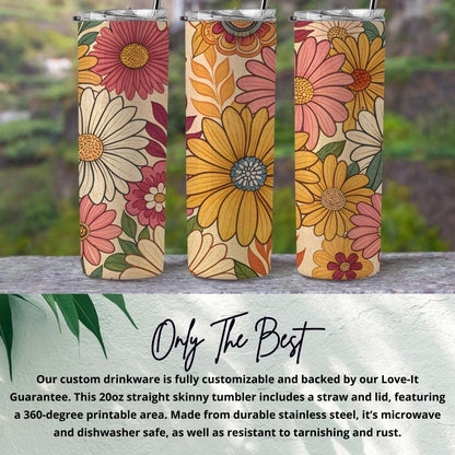 Floral Design 20oz Straight Skinny Tumbler