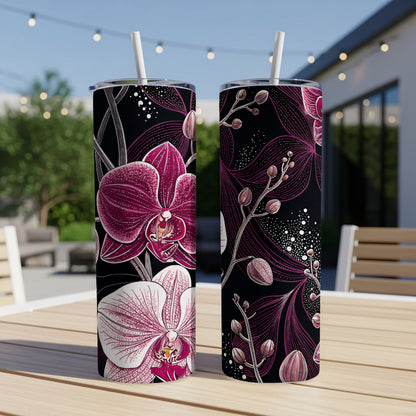 Elegant Floral Design Tumblers with Straw Lid 20oz