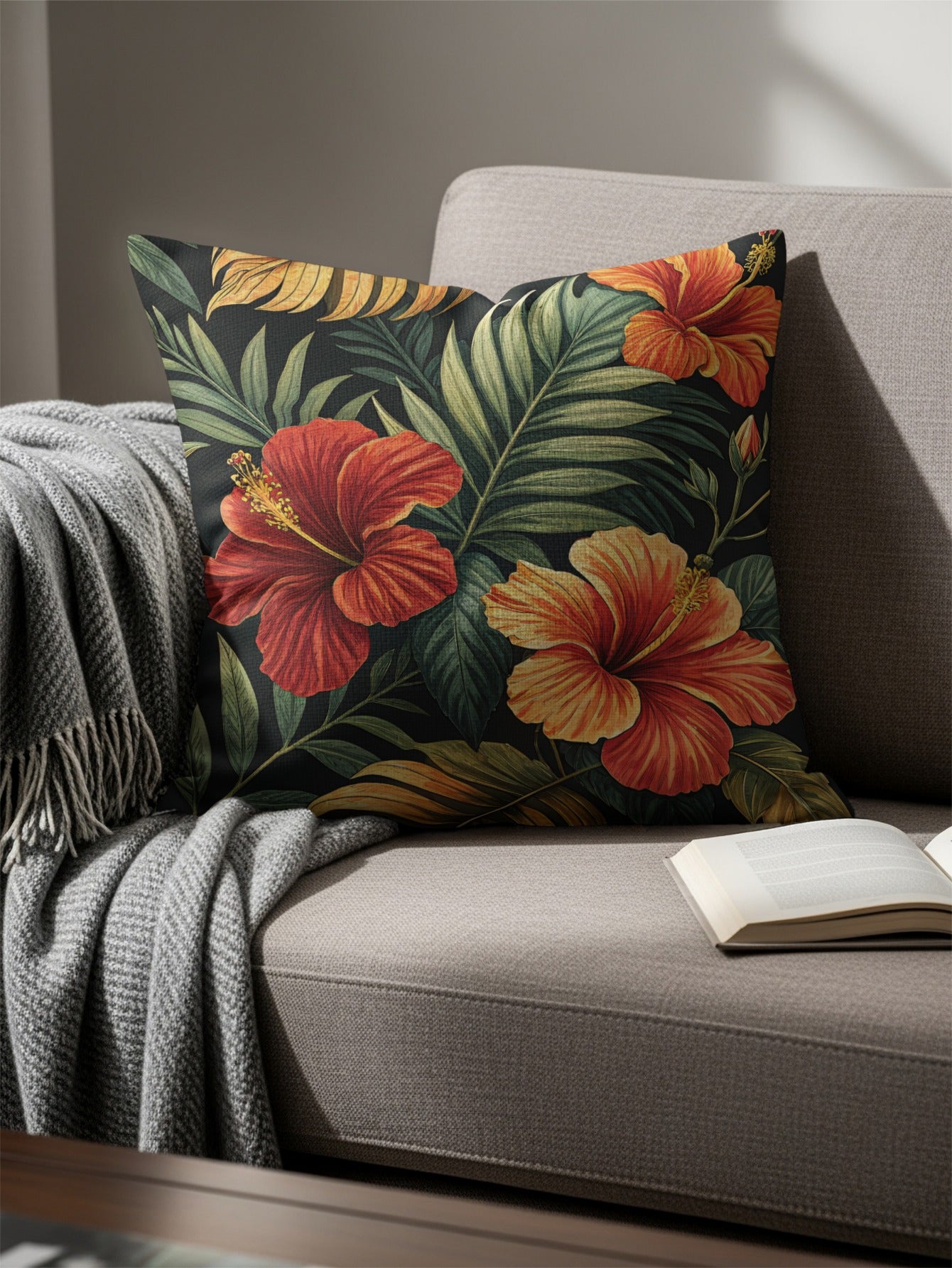 Vibrant Hibiscus Floral Pattern Tropical Botanical Art - Walk Greener