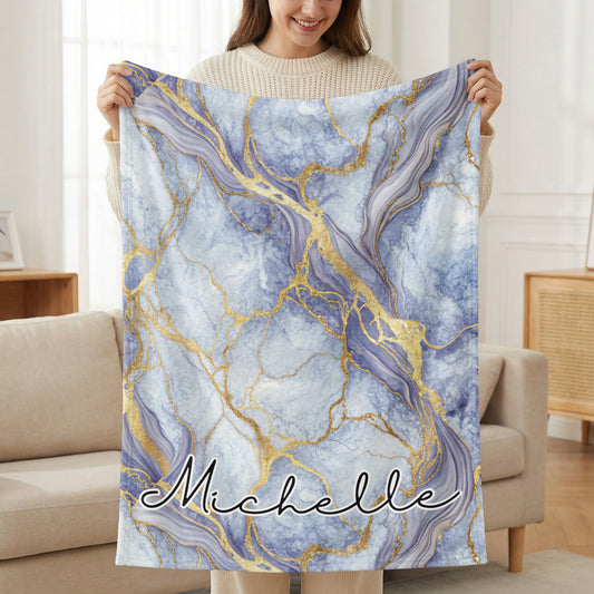 Marble Texture with Golden Veins and Custom Name - Walk Greener