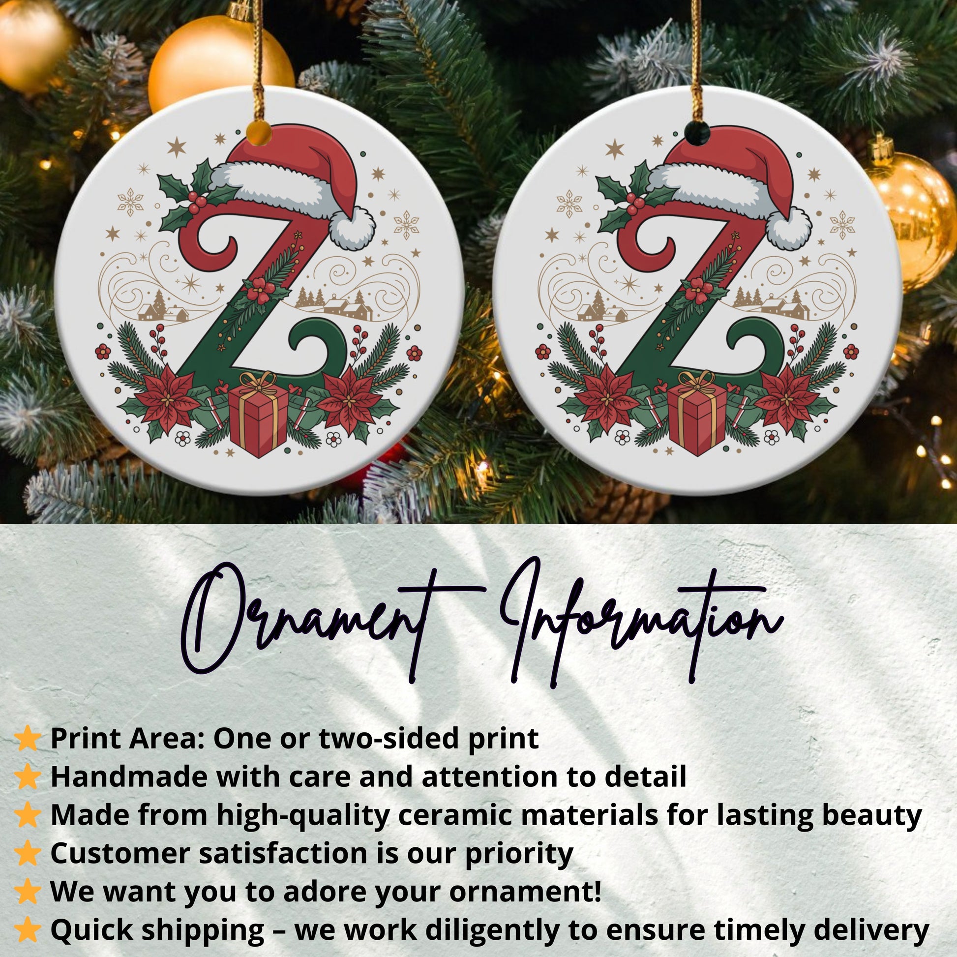 Festive Christmas Ornaments with Santa Hat Print product type