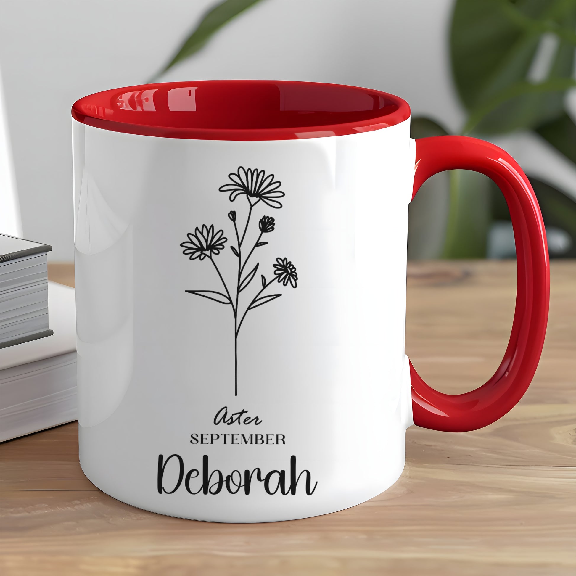 Personalized September Aster Flower Deborah Mug Gift
