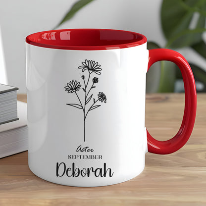 Personalized September Aster Flower Deborah Mug Gift