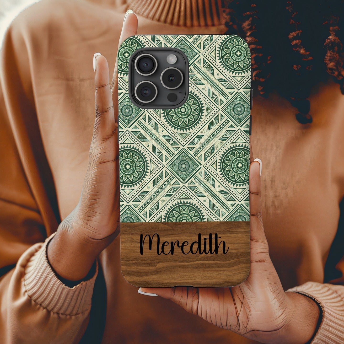Personalized Green Tribal Design Custom Phone Case