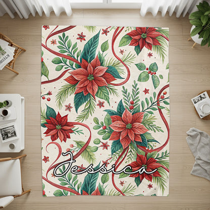 Jessica Flower Pattern Custom Name Area Rug