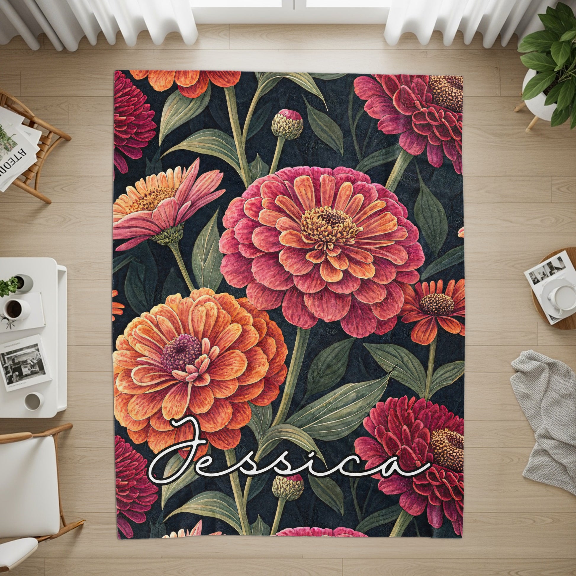 Vivid Floral Arrangement Custom Name Design Special Blankets - Walk Greener